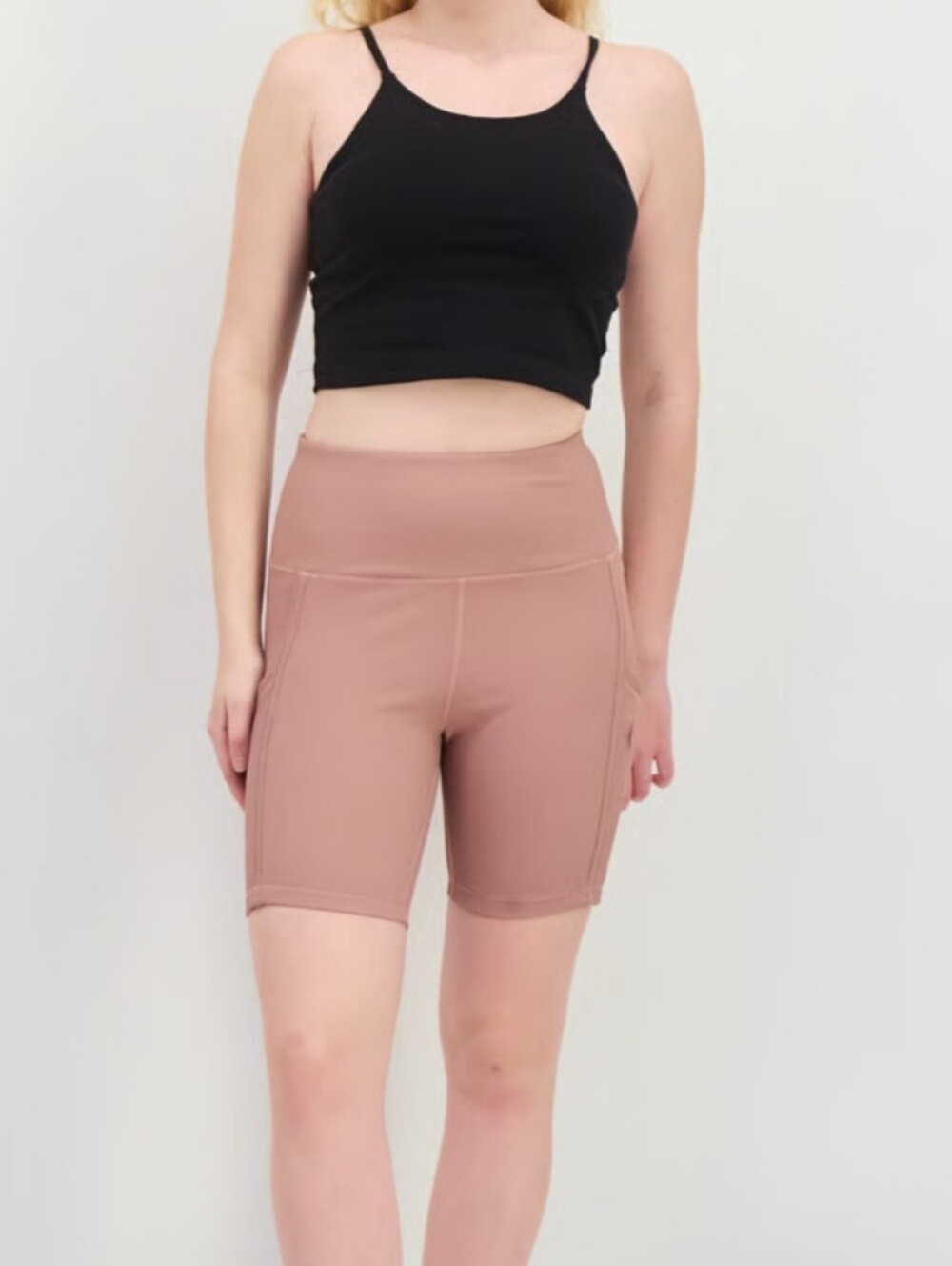 NWT Jason Wu Ribbed High-Waist Cycling  Bike Shorts in Dusty Rose